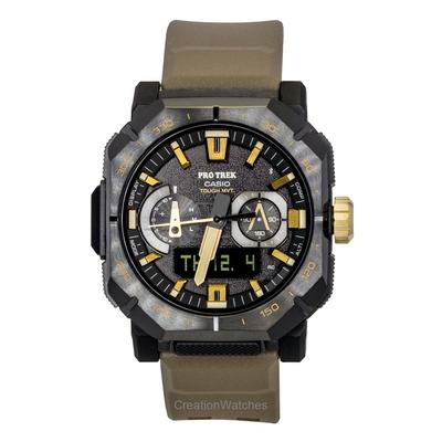 Pro Trek Analogově-digitální Smartphone Link Hnědý pryžový řemínek Černý ciferník Solární PRW-B1000-5 100M Pánské hodinky