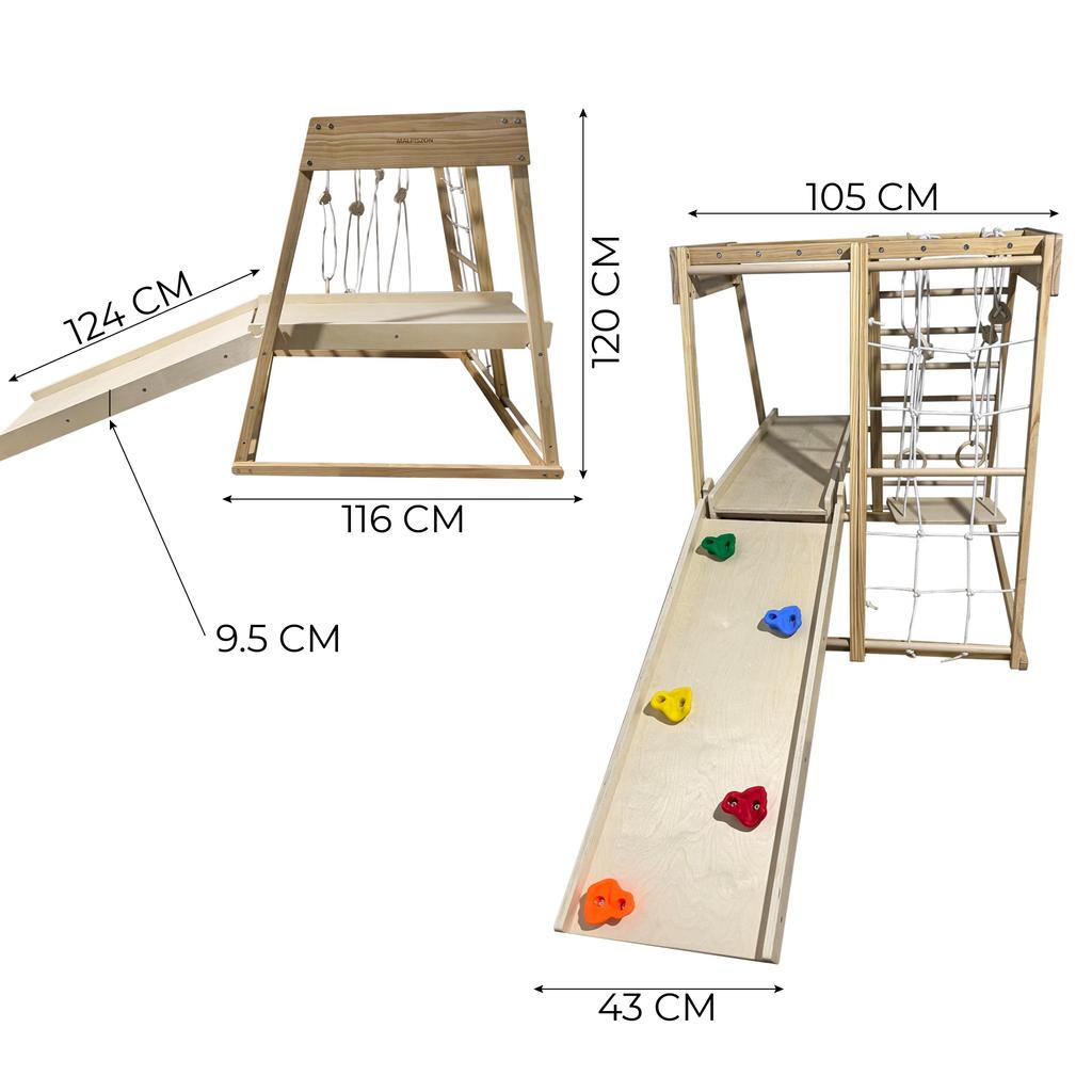 Kids Wooden Indoor Slide Climbing Frame Ladder Activity & Movement Toys Gym Tiger wood