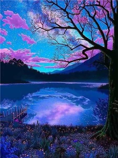 Diamond Painting Lavender Scenery Home Decor Mosaic Embroidery Sunset Landscape Rhinestone Pictures Diamond Art