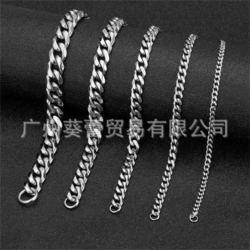 Bracciale a Catena Cubana in Acciaio Inossidabile Rock 3mm-11mm Locomotive Bracciale Vintage da Uomo Accessori in Acciaio Inossidabile