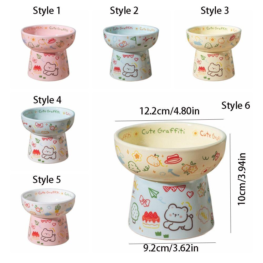 Pet Supplies Ceramic Cat Bowl Creative Cute Pet High Foot Bowl Non-slip Large Capacity Pet Drinking Feeder Water Container