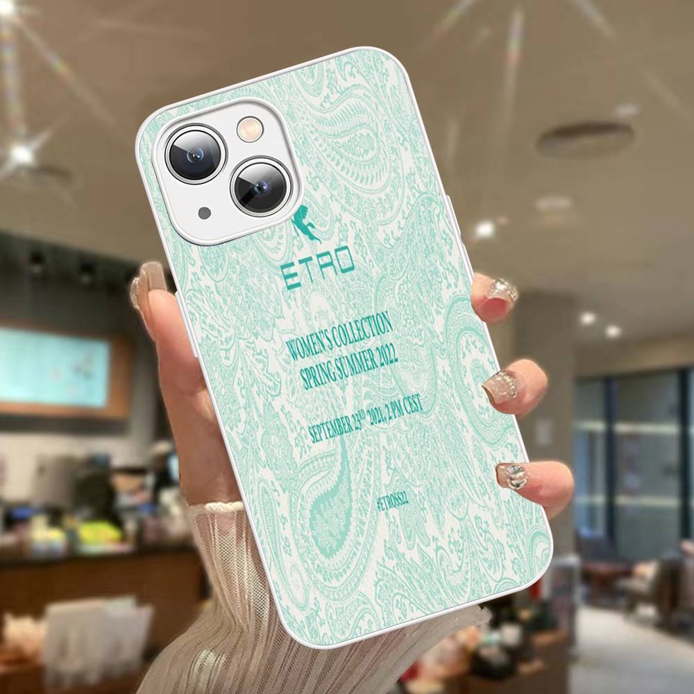 Classic Design E-Etro For IPhone 14 13 12 Mini 11 Pro XS Max X XR 14 Plus Tempered Glass Cover