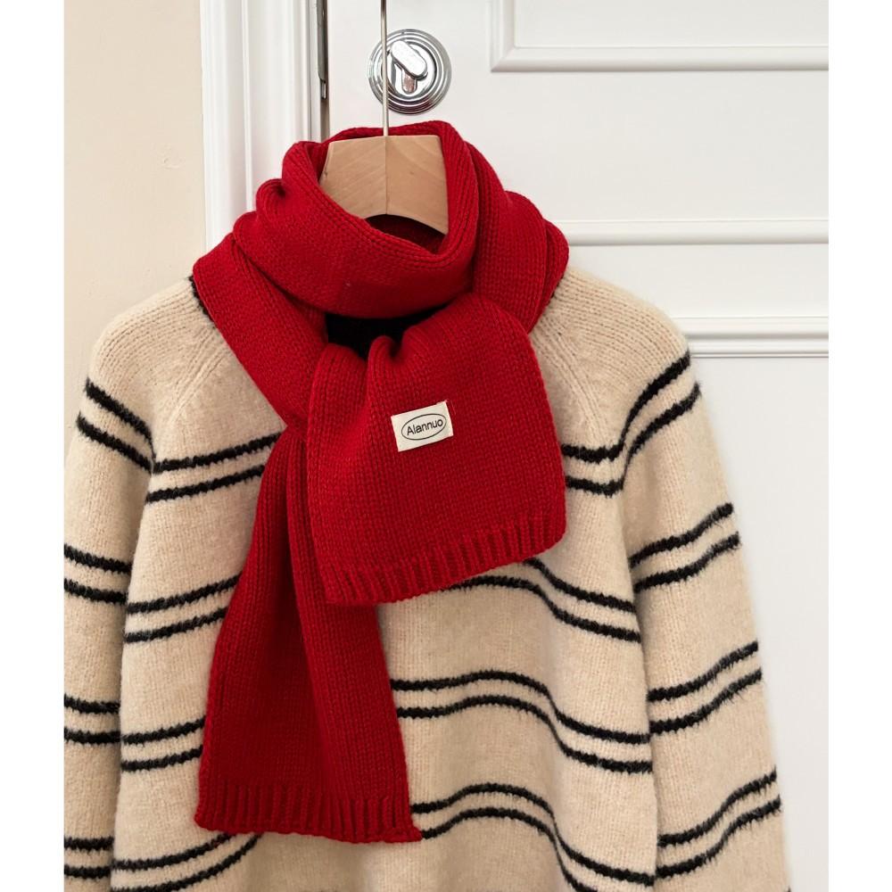 Solid color dopamine homemade scarf women's autumn and winter fashion versatile warm knitted scarf