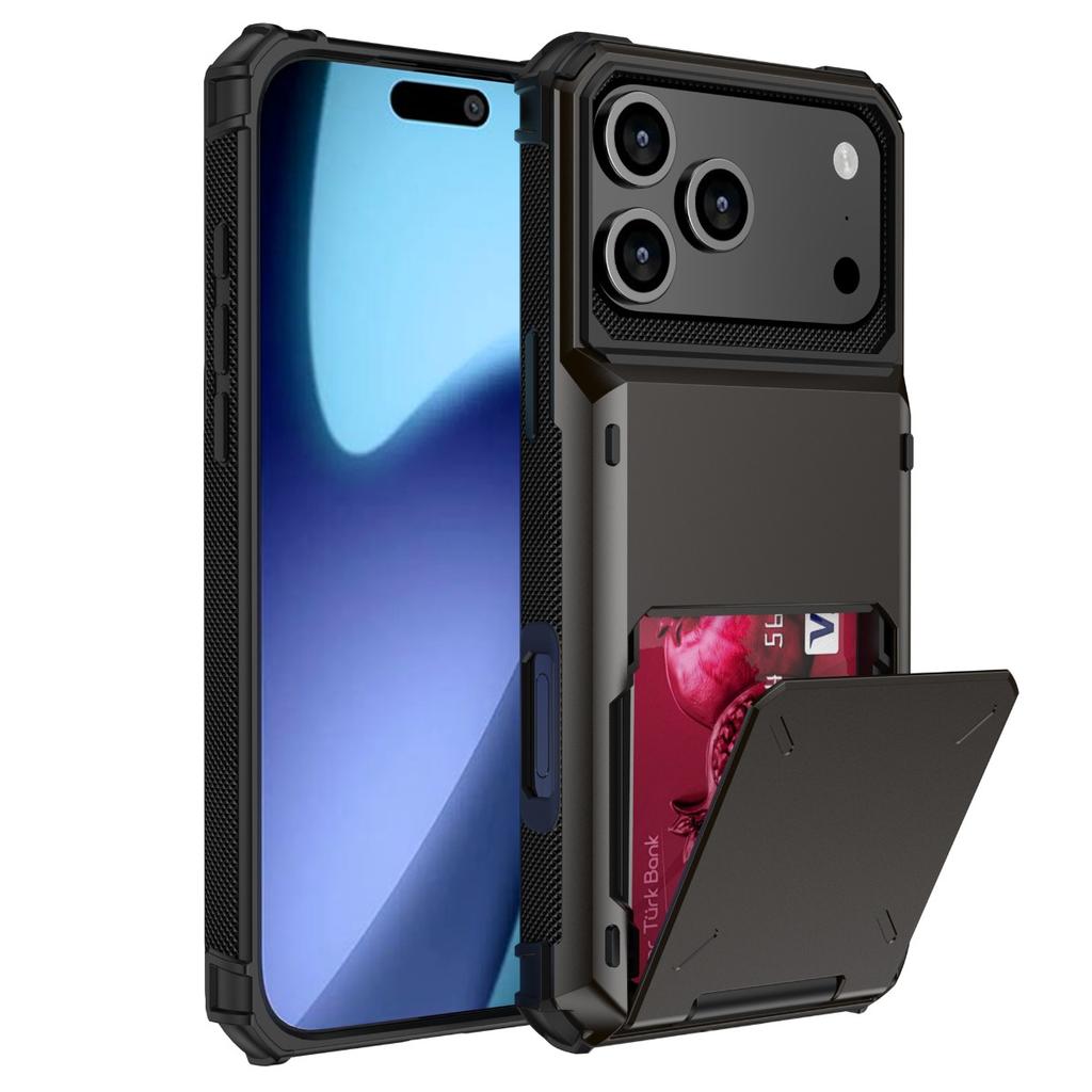 Card Holder Case for IPhone 18 17 Pro Max 17e 16 15 14 13 12 Pro Heavy Duty Wallet Hidden Flip Slot Protective Hard Back Cover