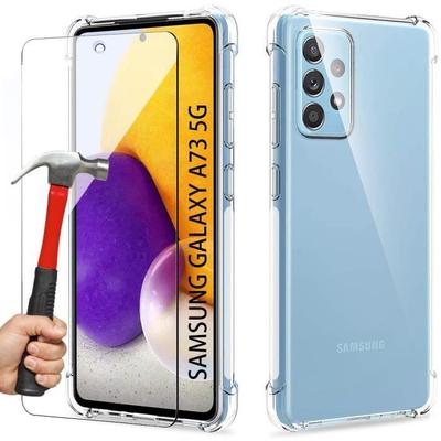 Case Pack for Samsung A73 5G (6.5 ") and 2 Tempered Glasses. High Resistance Silicone Reinforced 4 Corner Case Pack
