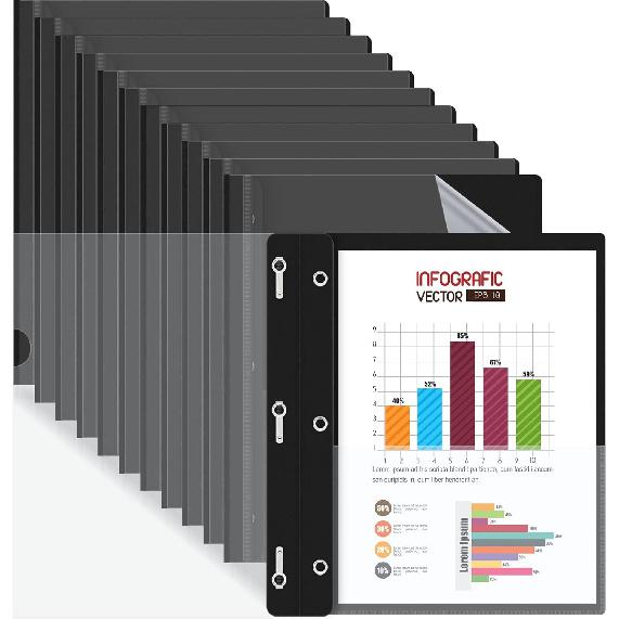 HAUTOCO 5 Pack Plastic Report Covers with 3 Prongs Fasteners Clear Front Resume Portfolio Folder for 8.5x11 Letter Size Paper, Presentation Document