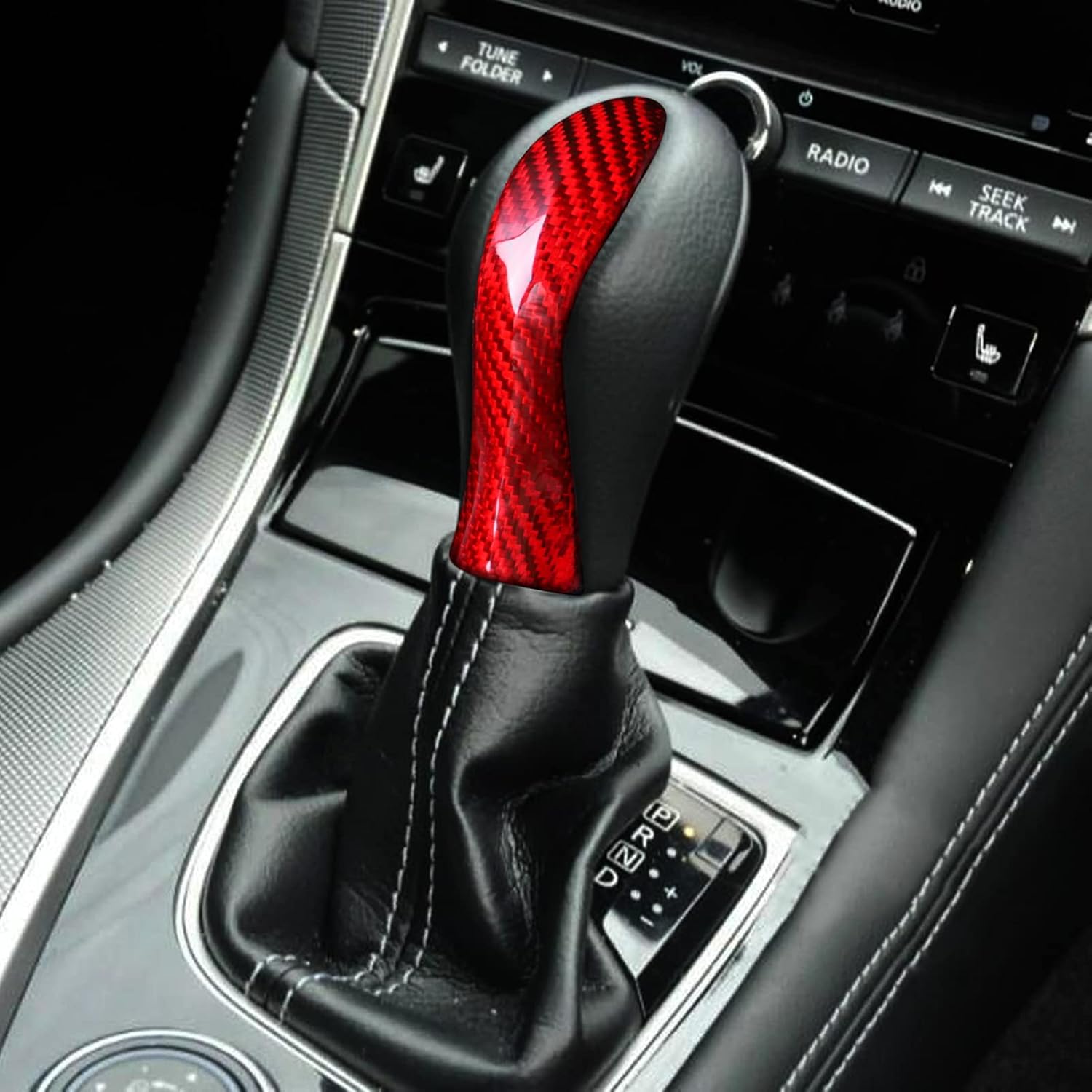 

for Infiniti Q50 Q50S 2014-2020 Real Hard Carbon Fiber Central Console Gear Shift Knob Shifter Handle Head Lever Cap Cover Trim Decoration Car красный