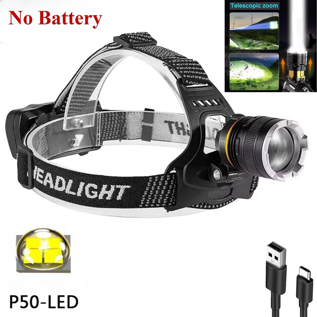 Rechargeable XHP70.2/XHP50 LED Headlamp Waterproof Head Light Fishing Searching Camping Headtorch Zoom Lantern Use 18650 Battery
