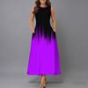 Plus Size Women Sleeveless Round Neck Dress Elegant Mixed Flower Printed Flowy Midi Gown