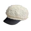Korean style Autumn and Winter Patchwork Leather Trimmed Warm Toned Painter's Hat Exudes A Youthful Charm