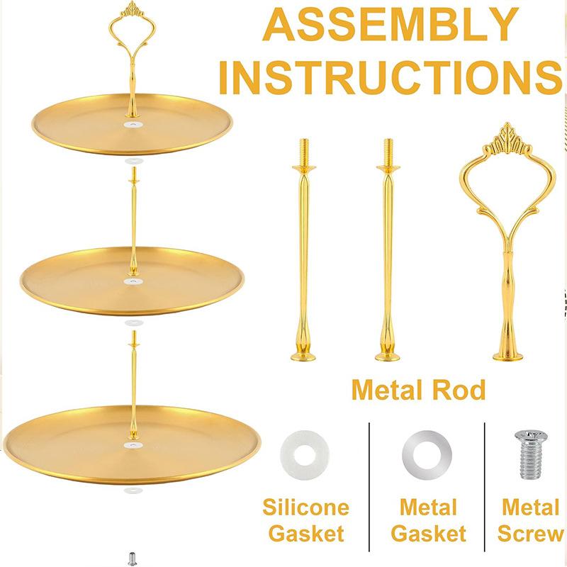 2/3Layer Stainless Steel Cake Tray, Cake, Snack Plate, Birthday, Wedding Party Dessert Stand, Table Dessert Display Stand