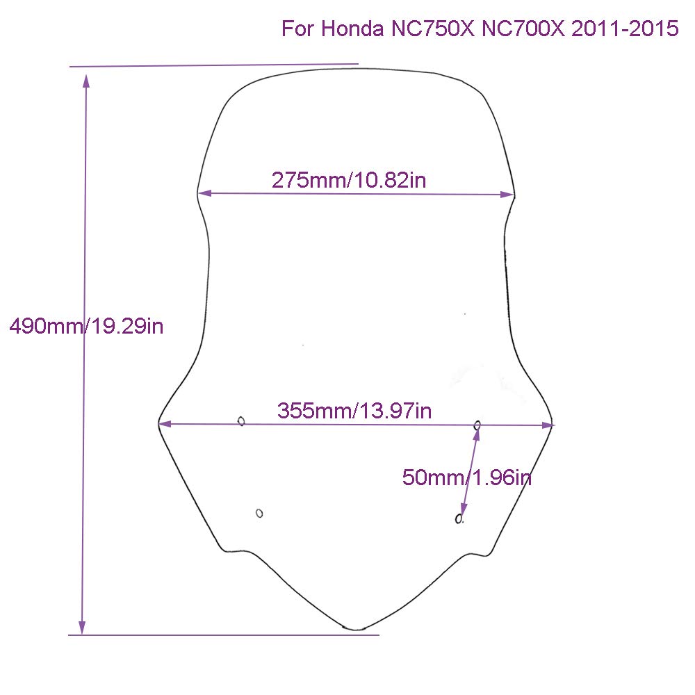 YUANYE Universale Motorrad-Windschutzscheibe für NC700X/NC750X (2011-2015) (Rauchgrau)