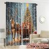 2pcs,Curtains Christmas Tree Sleigh Reindeer Snow (3) Print Popular Curtains 100% Polyester Curtains Festive Perfect for