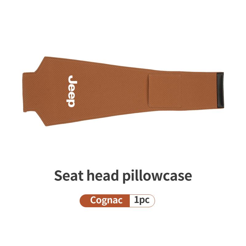 Car Logo Headrest Cover Leather Storage Neck Pillow Case Accessories For Jeep Renegade Compass Grand-Cherokee Wrangler-JK ALW1