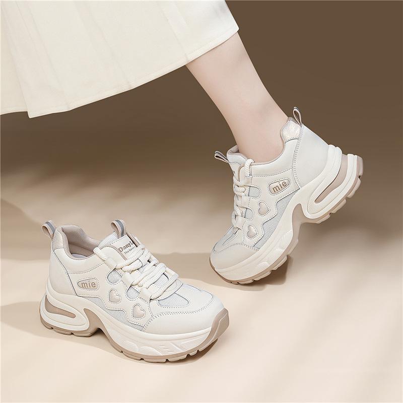Thick-soled Heightening Casual Shoes Women's New Shoes Spring and Autumn Board Shoes Women's Versatile Soft-soled White Shoes Dad Shoes