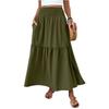 Women's Fashion  Pleated Floral Print Elastic Waist  Loose Splicing A Line Pocket Skirt