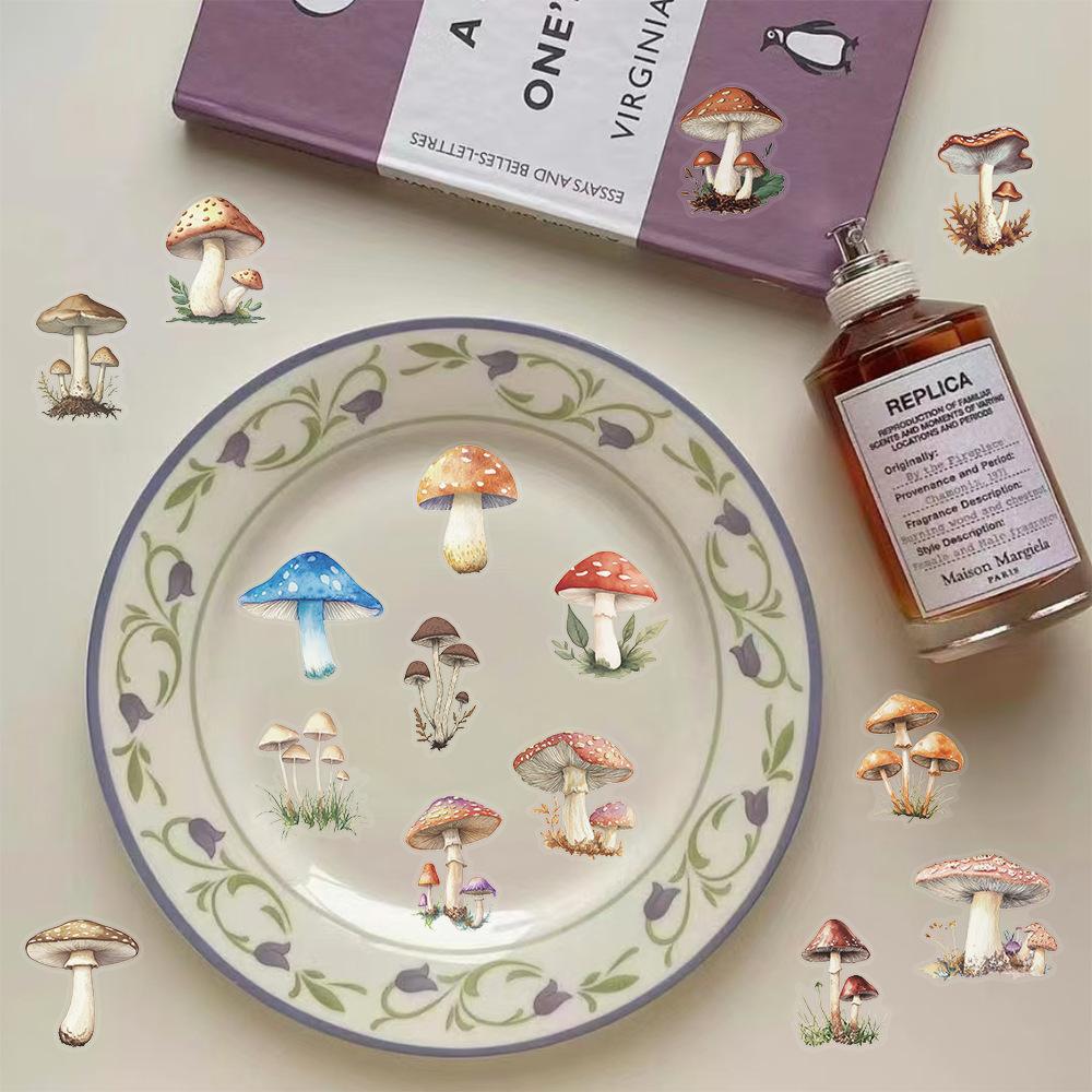 50pcs Kawaii Mushroom Stickers Nostalgia Cartoon Decals Laptops Luggage Diary Skateboards Cool Guitar Motorcycle Sticker