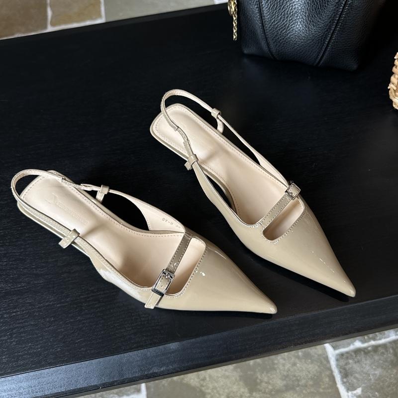 

Fashion SUOJIALUN Spring New Women Pointed Toe Sandal Shoes Fashion Shallow Slip On Ladies Elegant Slingback Shoes Thin Low Heel Pumps 39 хаки