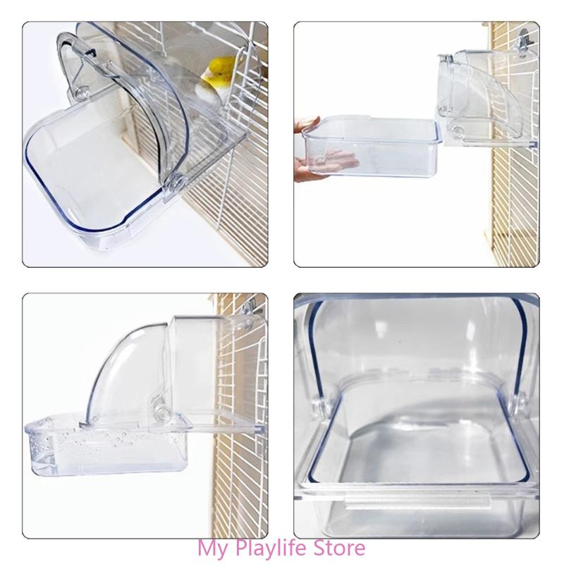 Hanging Bird Bath Tub for Parakeets Bird Cage Bathing Basin Clear Shower Room for Small Birds Birdcage Decoration