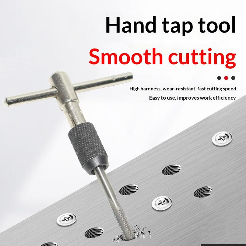 3-6Mm T-Shaped Tap Wrench 5Pcs Hand Tap M3-M8 Tapping Screwdriver Wrench Thread Tapping Hand Tool Set