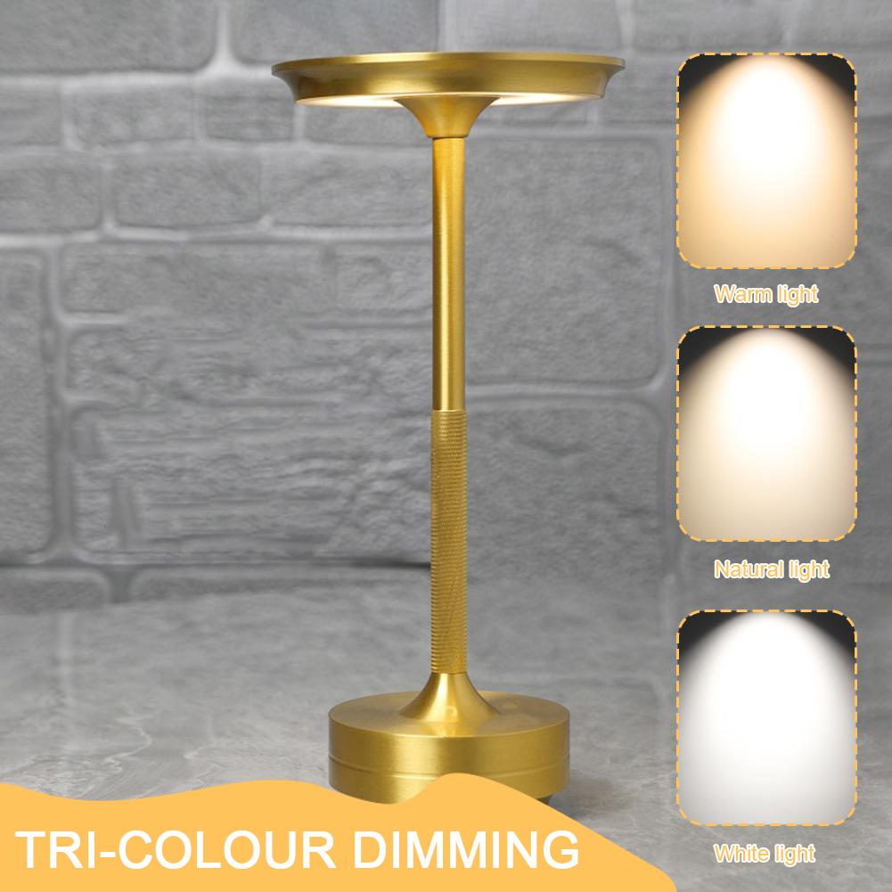 Cordless LED Table Lamp Simple Reading Light Touch Control Dimmable Sleeping Light 3 Light Colors Rechargeable for Bedroom Study