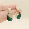 Green Enamel Hollow Water Drop Women's Hanging Earrings Colorful Glaze Geometric Statement Drop Earrings 2025 new trend