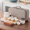High-end Leather Bag Travel Kung Fu Tea Set Ceramic One Pot Three Four Six Cups Company Commemorative Gift