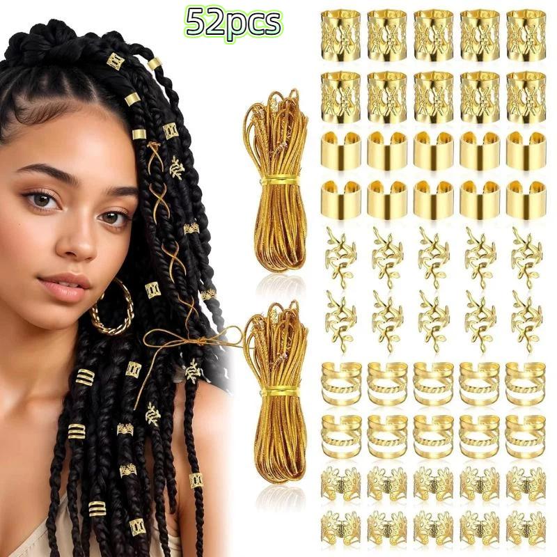 Dreadlock Accessories Bulk Set Alloy Spiral Braid Clips Gold Silver Colors Diy Festival Party Hair Jewelry Unisex Styling Kit