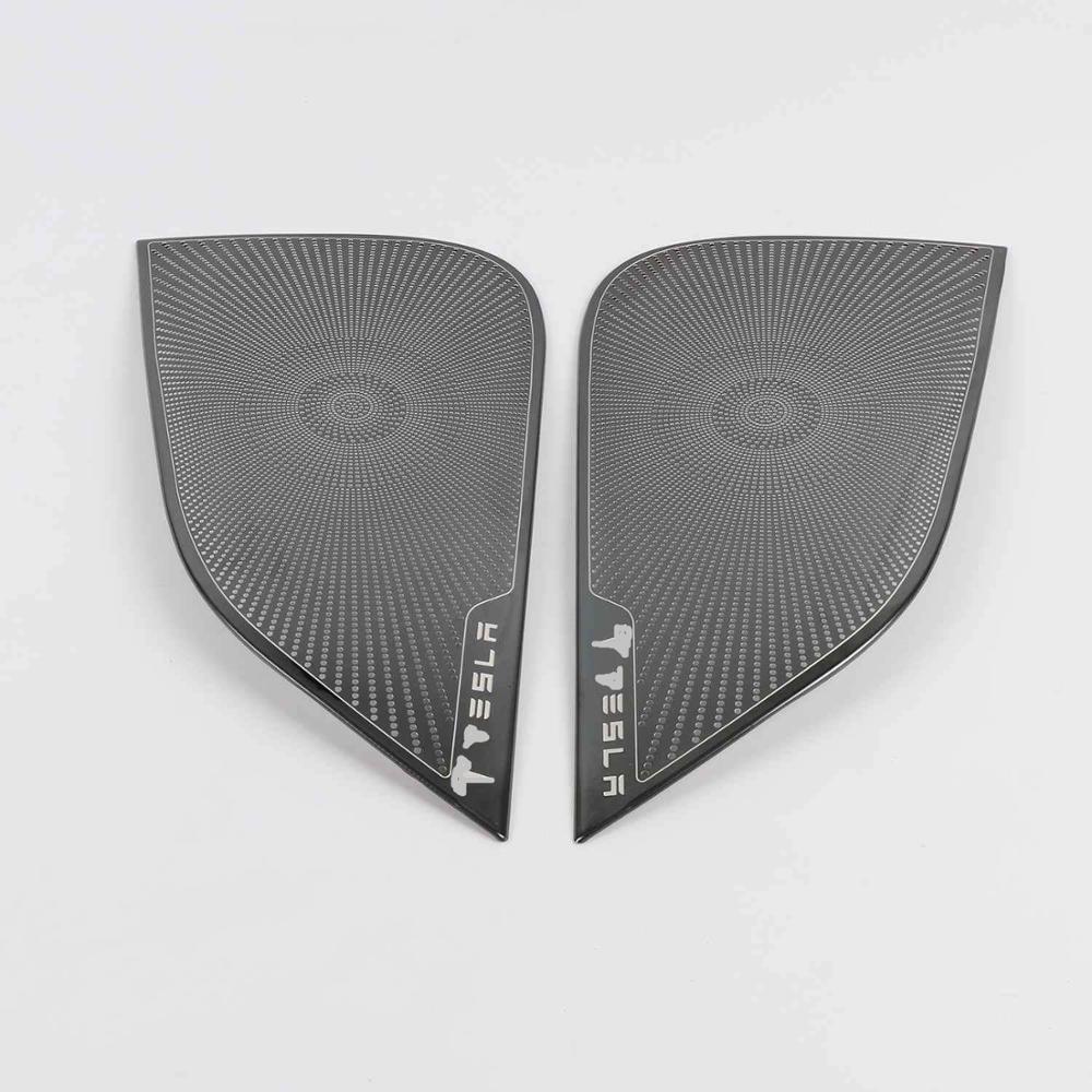

Для Tesla Model 3, 2 шт., накладка на крышку динамика передней и задней двери, украшение Tesla, салон автомобиля The front door black