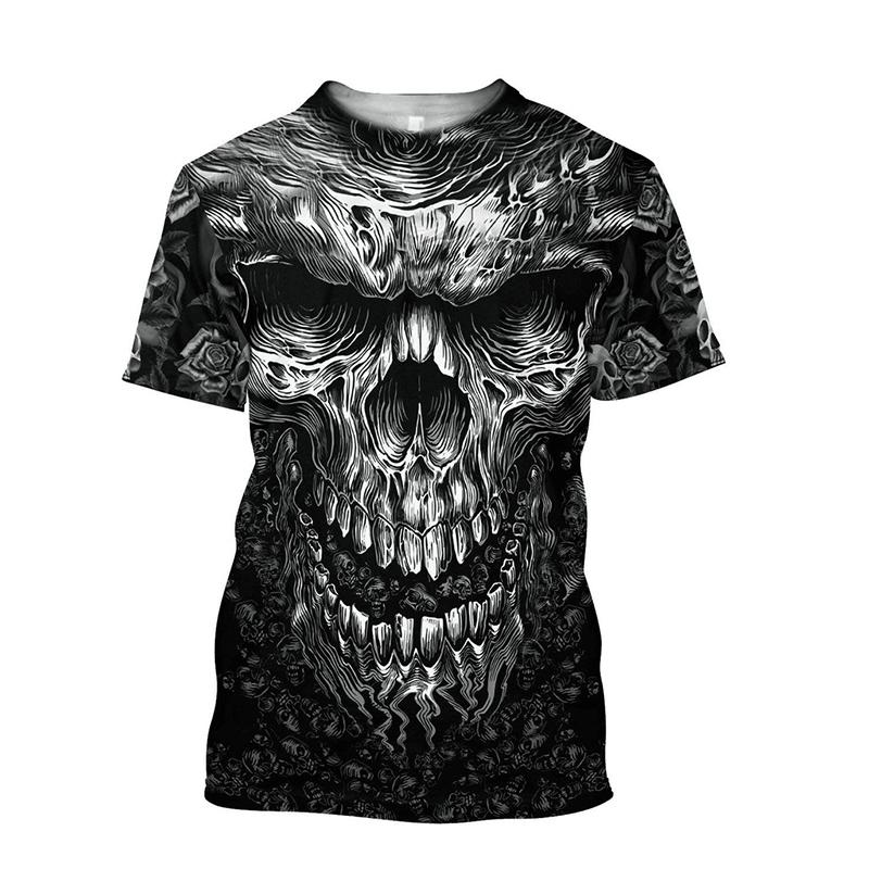 Skull Graphic Men's T-Shirt For Men Summer Short Sleeve 3D Printed Top Horror Fashion Casual Oversized Tee Shirts Hip Hop Unisex