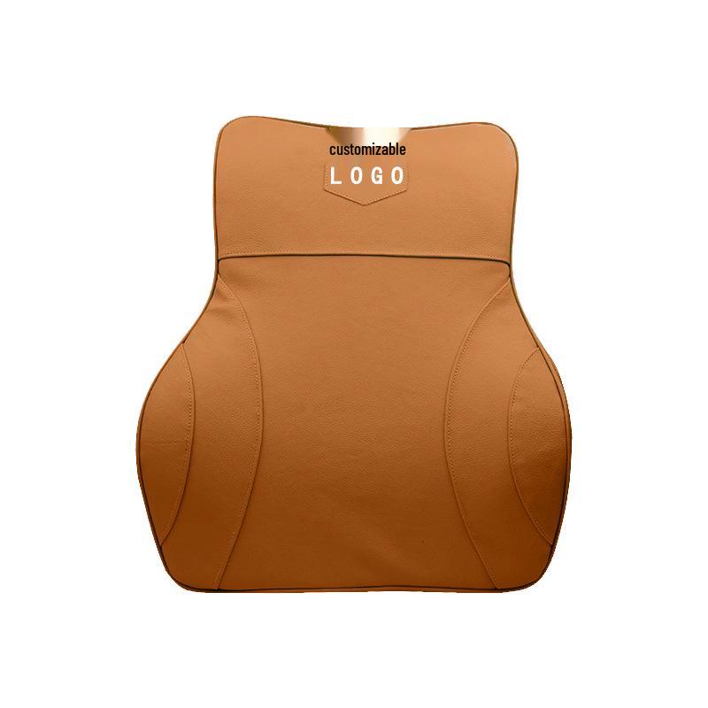 Customizable Mazda Leather Lumbar Support & Neck Pillow Set for Cars—Memory Foam, Cowhide, with Option to Add Logo