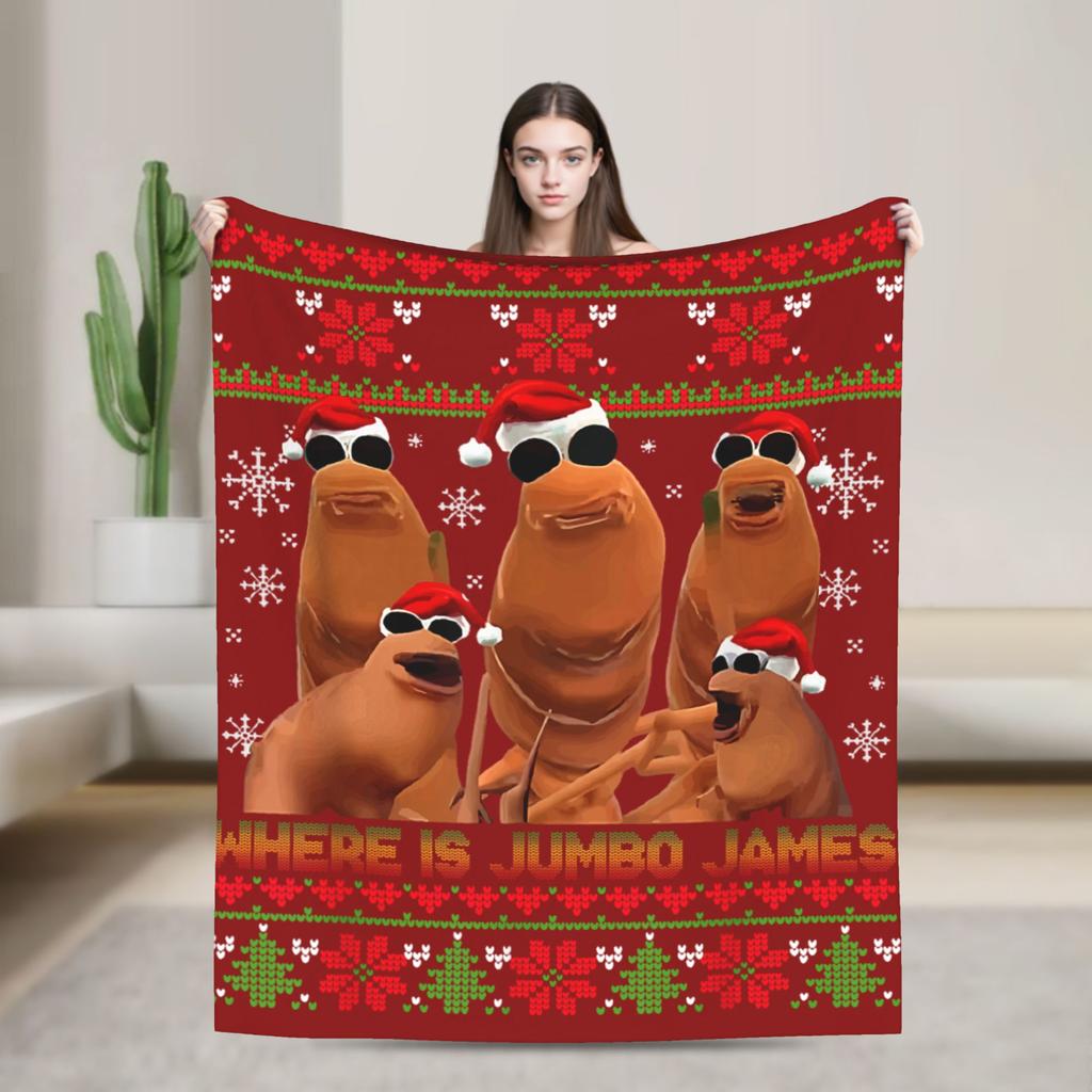 Marcus The Worm Ugly Christmas Plush Blanket Italian Brainrot Funny Throw Blankets for Home 150*125cm Ultra-Soft