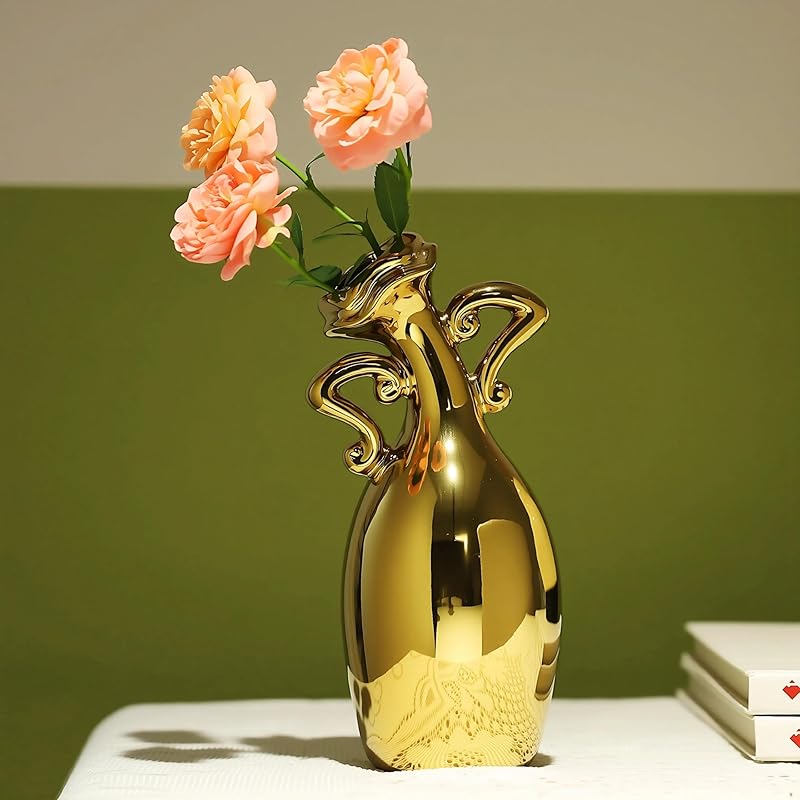 Vase with Attitude, White Ceramic Small Neck Vases, Novel and Lovely Unique Shape Vase, 7inch Modern Home Decoration Vases, Can Be Used As A