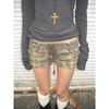 Vintage Washed Leopard Print Straps Denim Shorts Hottie Low Waist Slim Wide Legs Hot