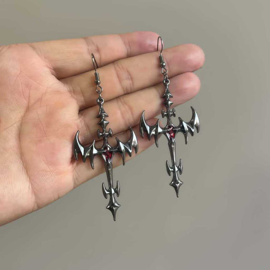 

Vampire Jewelry Geometric Cross Pendant Earrings For Women Gothic Style чорний