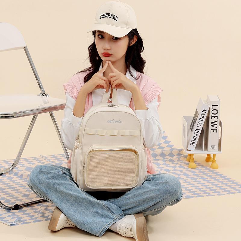 Transparent layer backpack women's 2025 new pain bag, small food, high value, junior high school backpack, large-capacity schoolbag