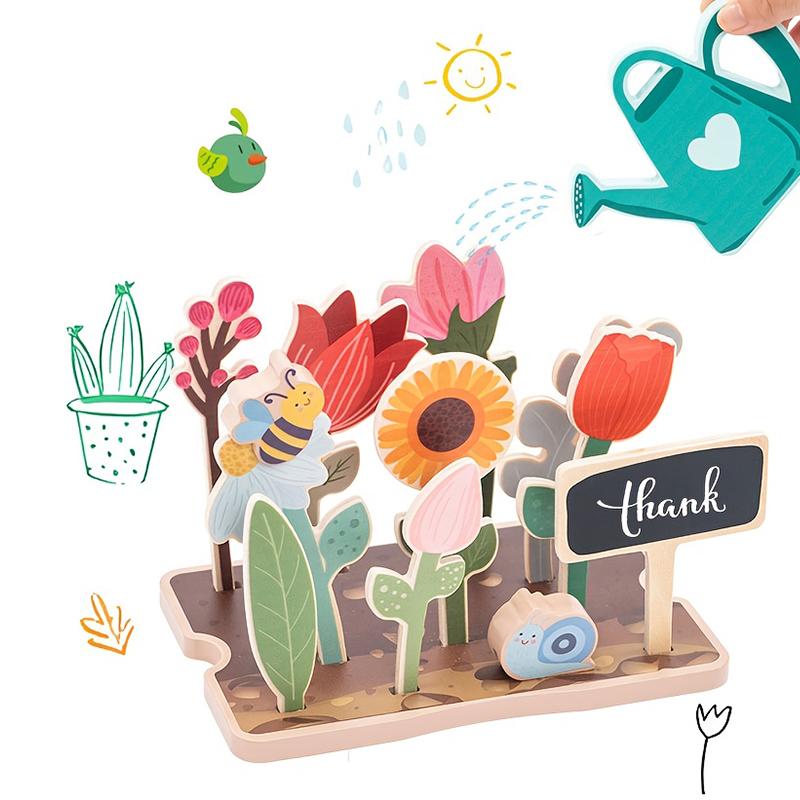 Küçük Kızın Gizli Bahçe Seti - Simüle Edilmiş Çiçek Dikme Ahşap Bahçıvanlık Oyuncağı Çocuklar İçin Doğum Günü Hediyesi Olarak Uygundur