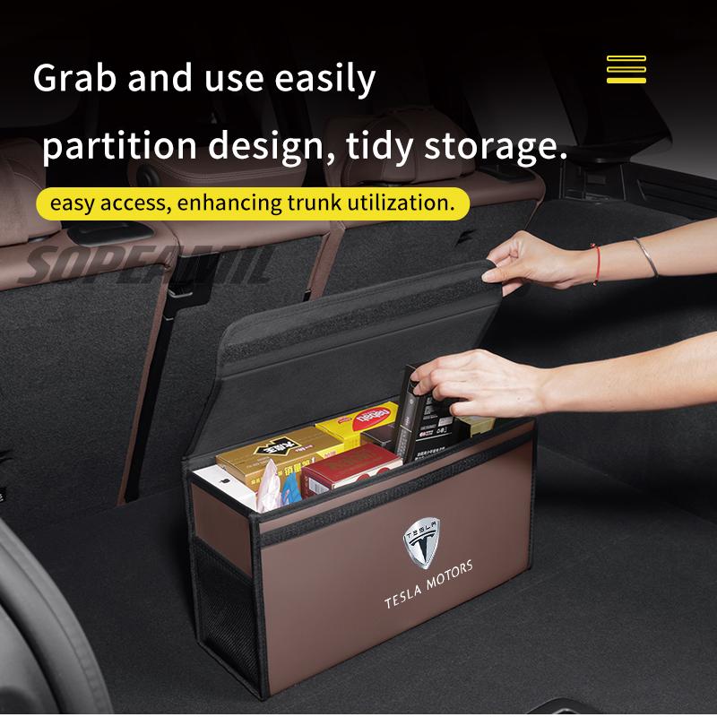 Car Trunk Storage Box Tesla Model 3 Model Y Model S Model X CyberTruck Roadster Model Y L Organizer Foldable Stowing Tidying Bag