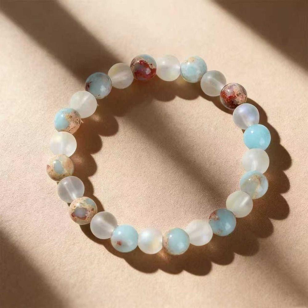 Natural Stone Halo Quartz Bracelet 8mm Bead Bracelet  Crystal Jewelry