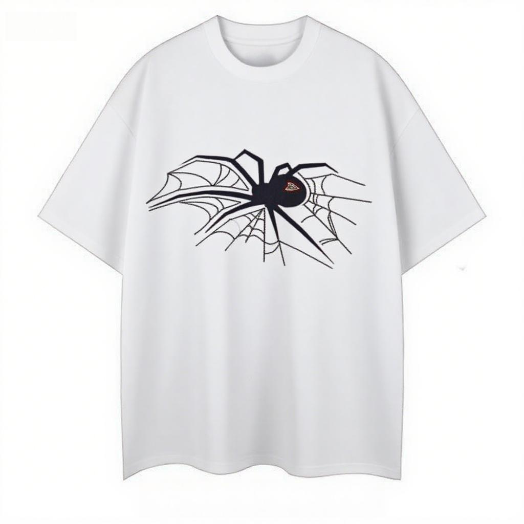 2025 Autumn Cotton T-shirt American Niche Spider Web Printing Comfortable Fashion Skin-friendly Trend Large Size Couple T-shirt