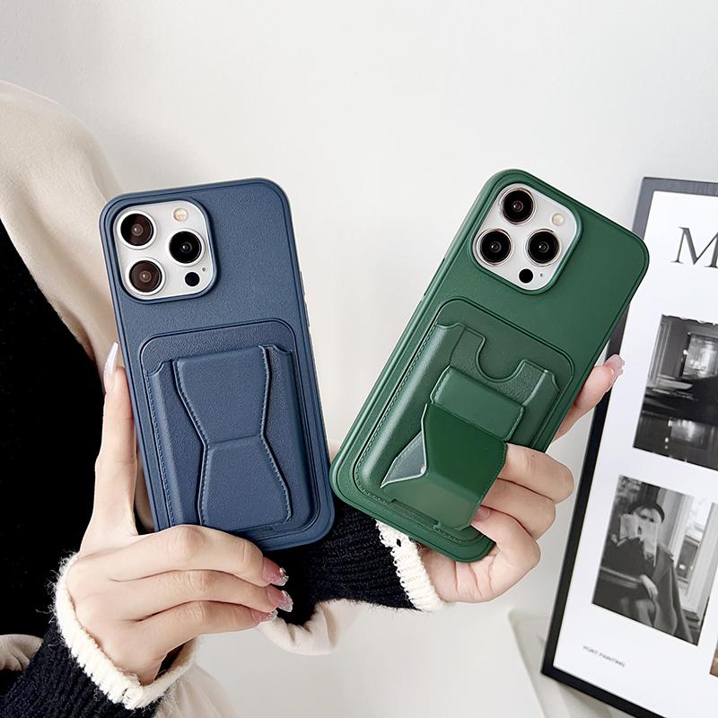Luxury Wallet Card Slot Folding Invisible Bracket Leather Shockproof Phone Case for iPhone 15 Pro Max 13 12 14 Pro Max Cover