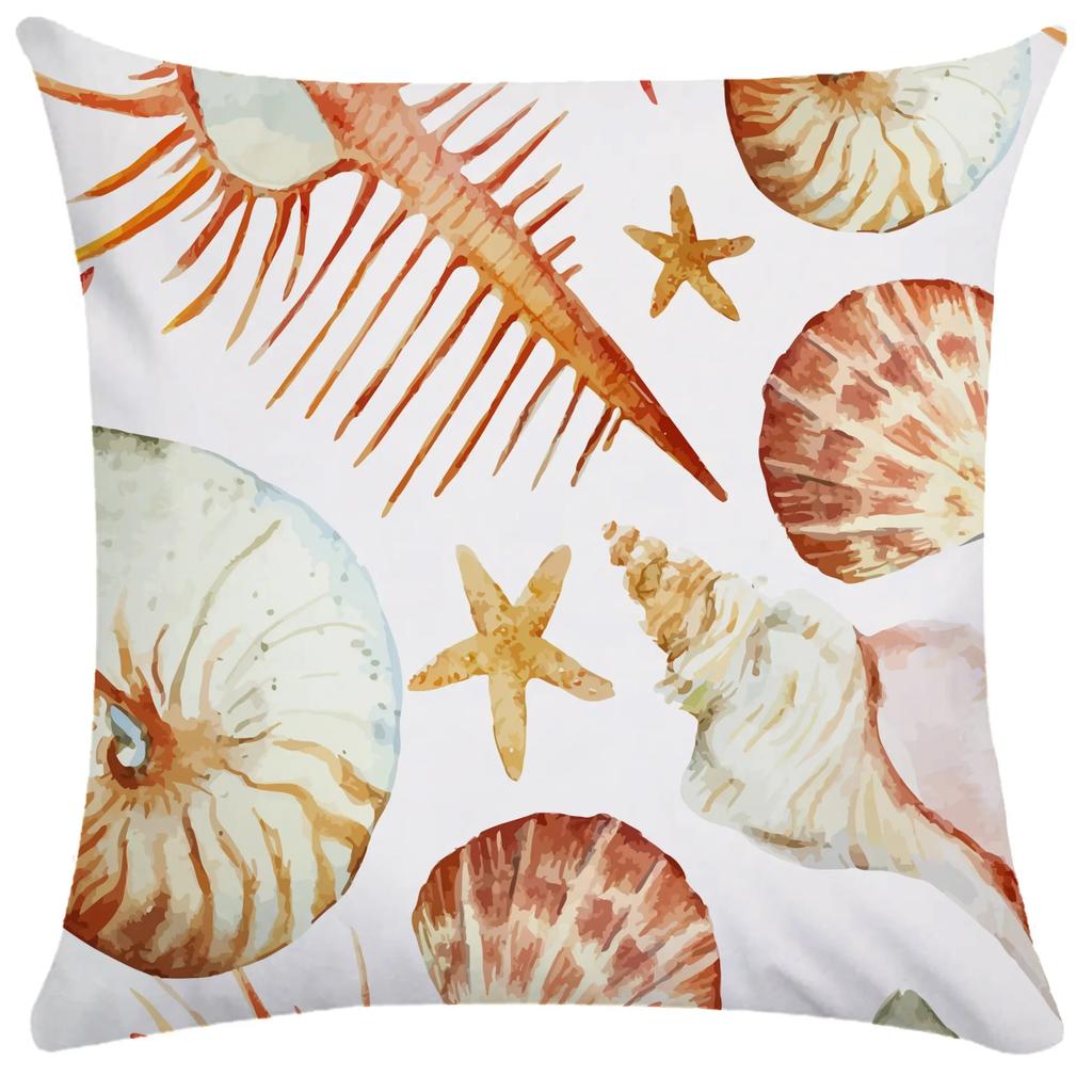 45x45cm Starfish Shell Crab Fish Pillowcase Living Room Sofa Chair Bed Soft Cushion Cover  Home Decoration