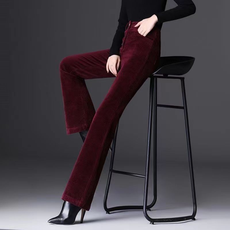 Micro-lapped Pants Women Are Thin and High-waisted New Autumn Corduroy Pants Casual Pants Women's Loose Velvet Pants Straight Trousers