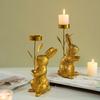 Farmhouses Bunnies Rabbit Figure Candle Holder Easters Candlestick for Spring Home Decoration and Table Centerpieces