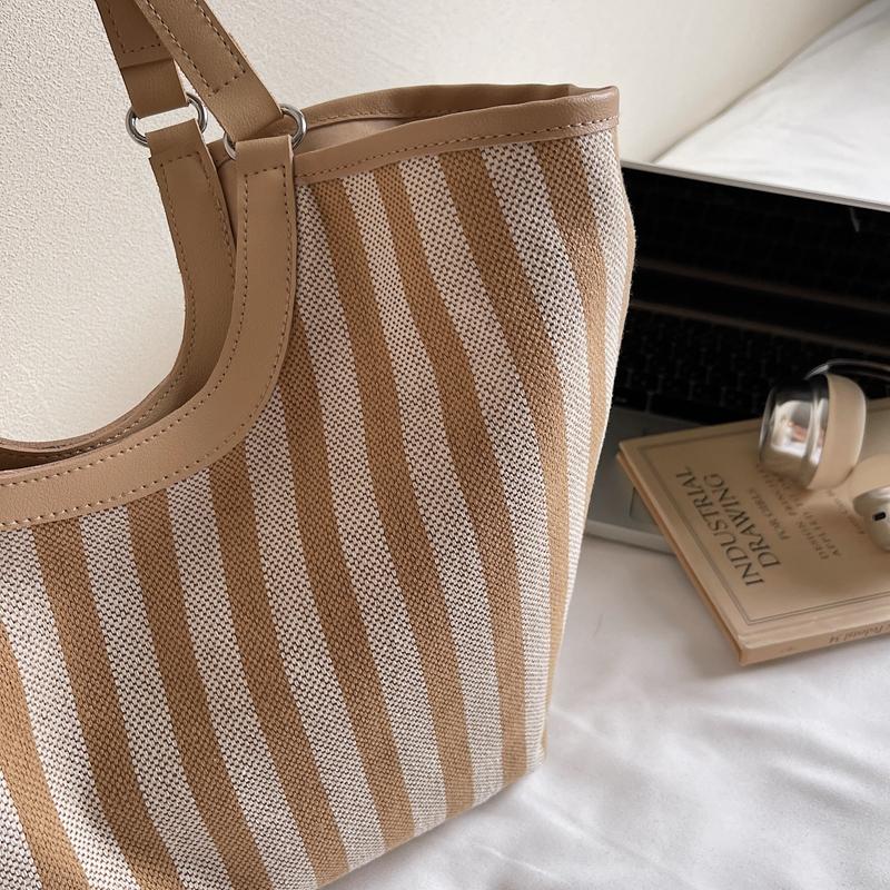 Vintage Handbag Striped Bag Women's Large Capacity Shoulder Bag