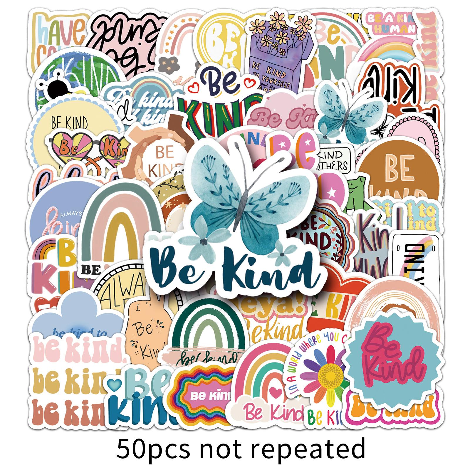 

50 Friendly Psychological Graffiti Stickers Be Kind English Decorative Mobile Phone Case Water Cup DIY Stickers