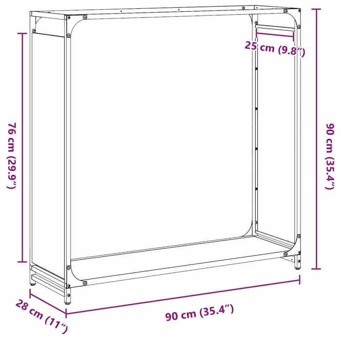 VidaXL Firewood Rack Black 90x28x90 Cm, Fireplace Log Holder, Log Holder, Log Rack, 864215