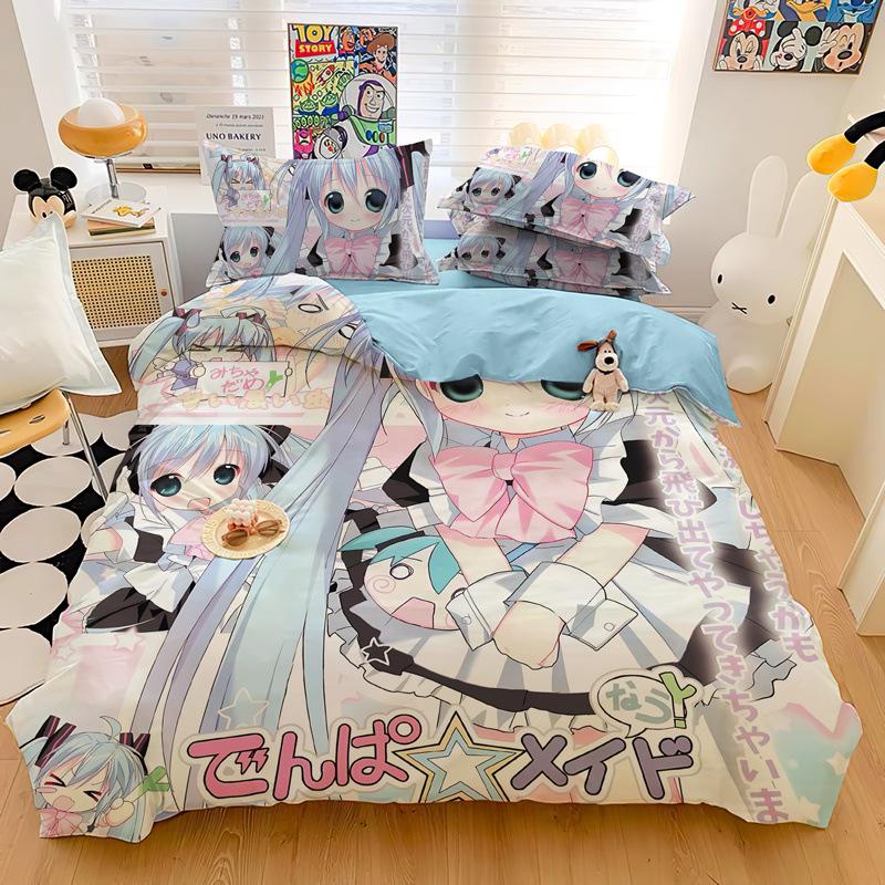 Anime Hatsune Miku Creative Peripherals Duvet Cover Merry Bedding Set Queen King Full Size for Holiday Bedroom Teens Women Gifts