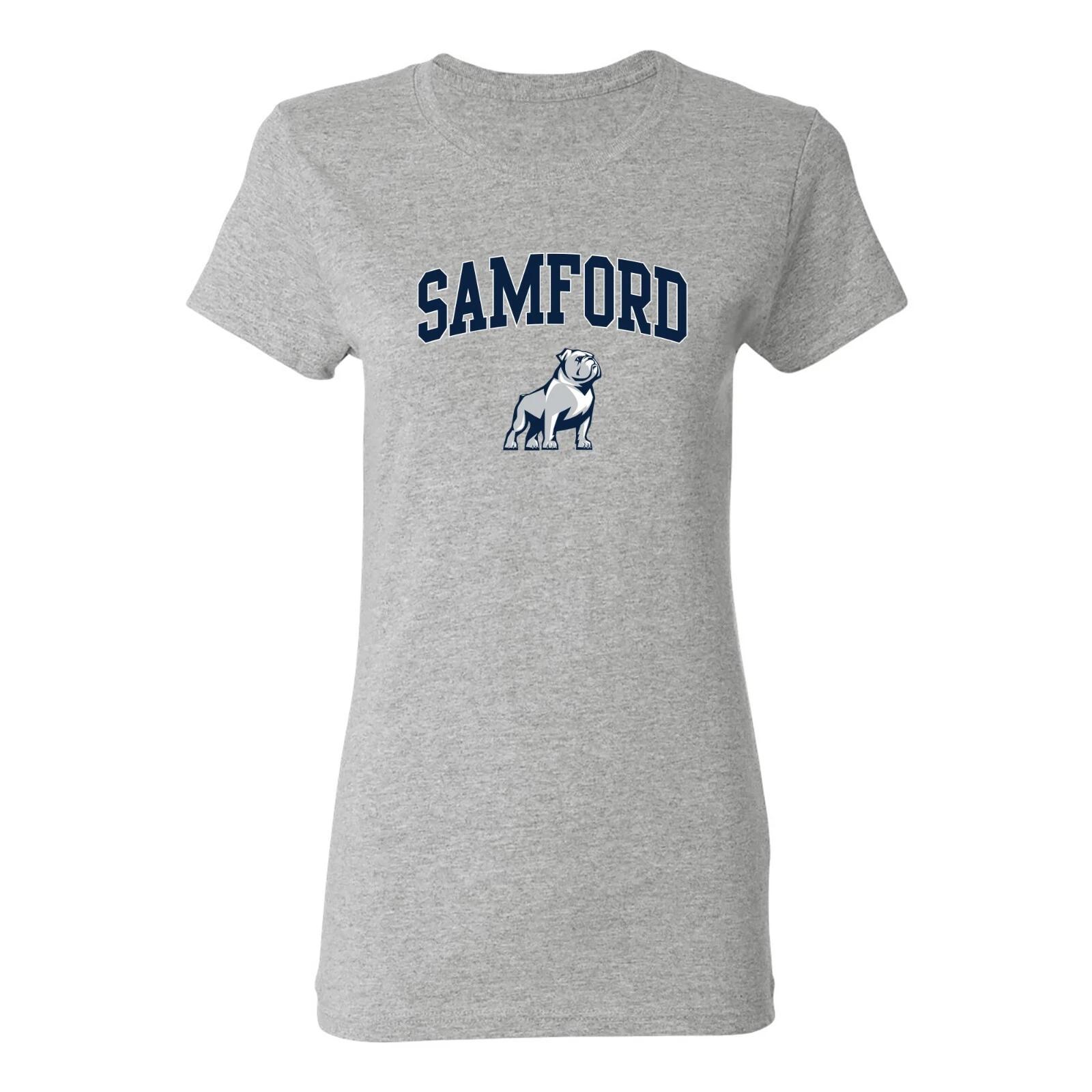 Samford University Bulldogs Arch Logo Women s T-Shirt - Sport Grey 2XL