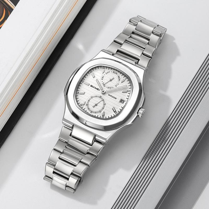 Pánské kalendářové hodinky Vodotěsné pánské náramkové hodinky Nerezová ocel Pánské quartzové hodinky Ležérní hodiny Uhren Montre